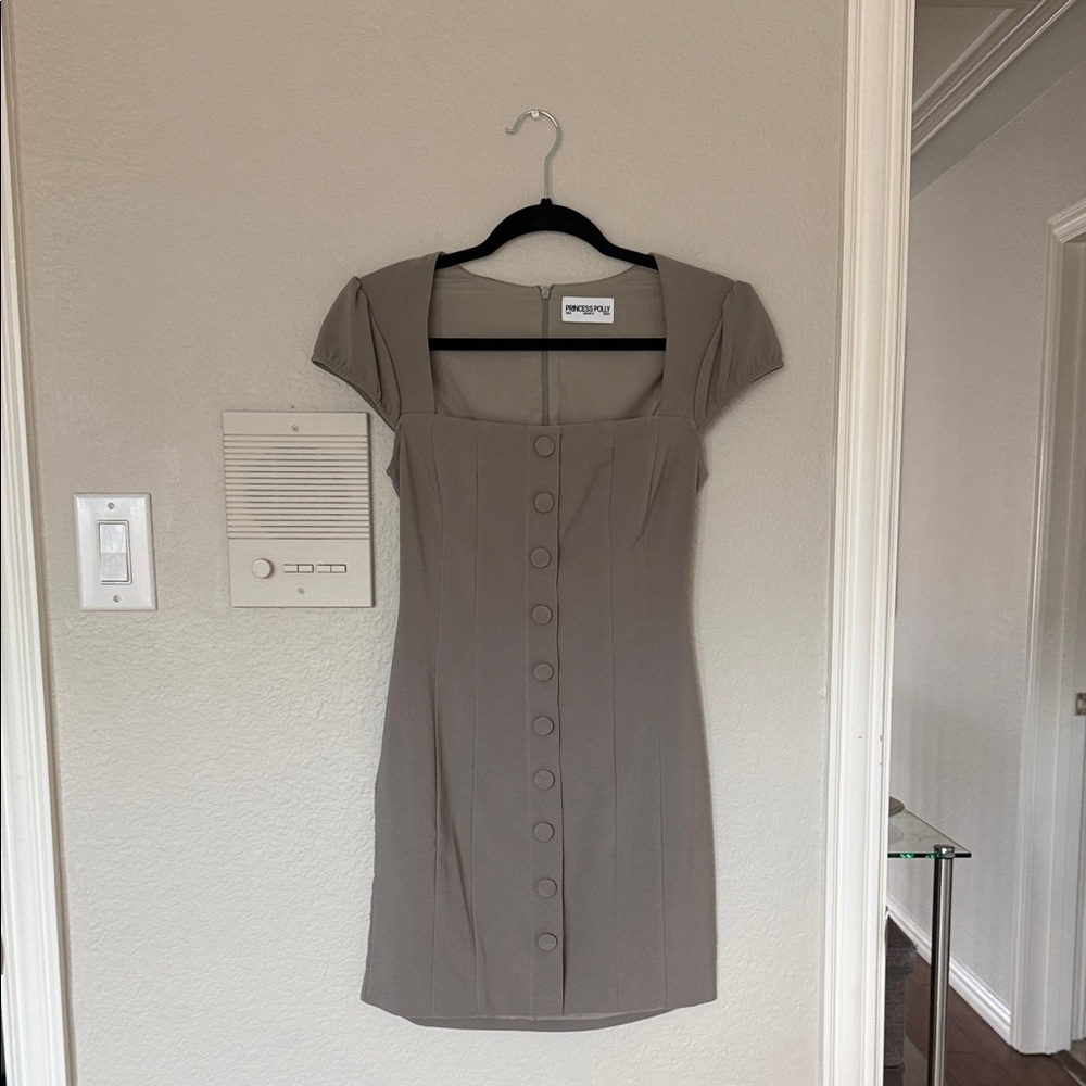 Princess Polly Gray Button-Front Mini Dress